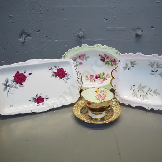 3 Royal Albert biscuit plates and a Hammersley cup & saucer
