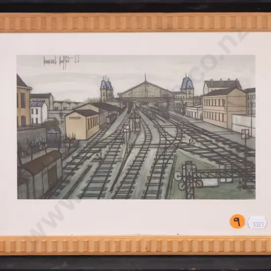 framed Bernard Bennett print  - railway tracks H W-200