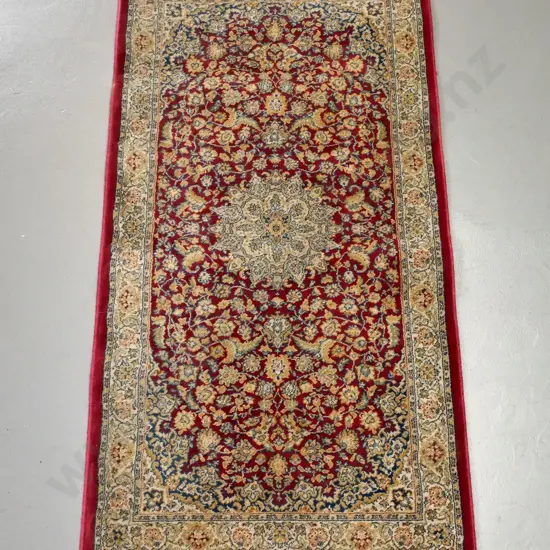 Persian style synthetic floor rug - made in Belgium - reds, blues, cream L-1510 W-800