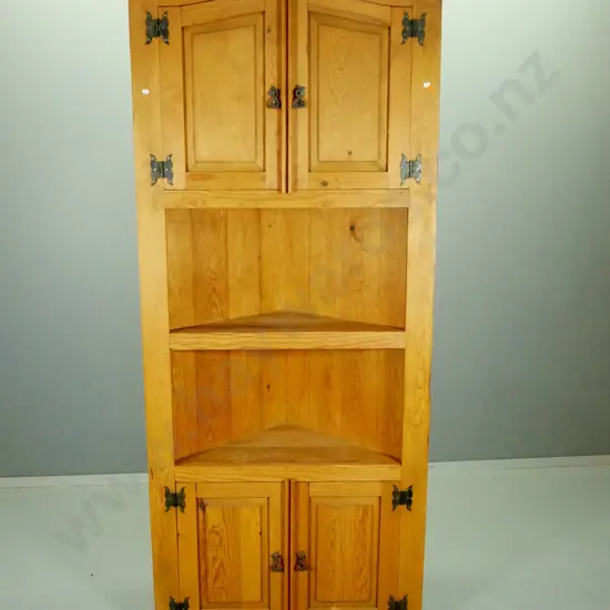 cedar Provincial-style corner cabinet with 4 doors with forged iron hinges and handles, 2 shelves H-2020 W-850 D-400