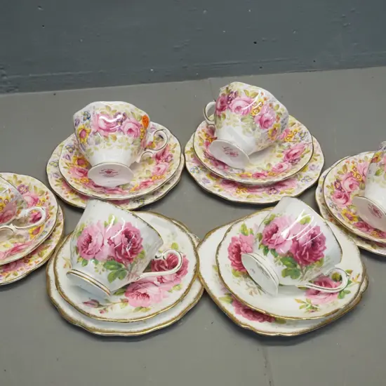 6 Royal Albert trios - 4 Serena and 2 American Beauty