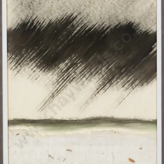 James '84 - framed mixed media landscape H-290 W-210 (underside of glass needs cleaning)