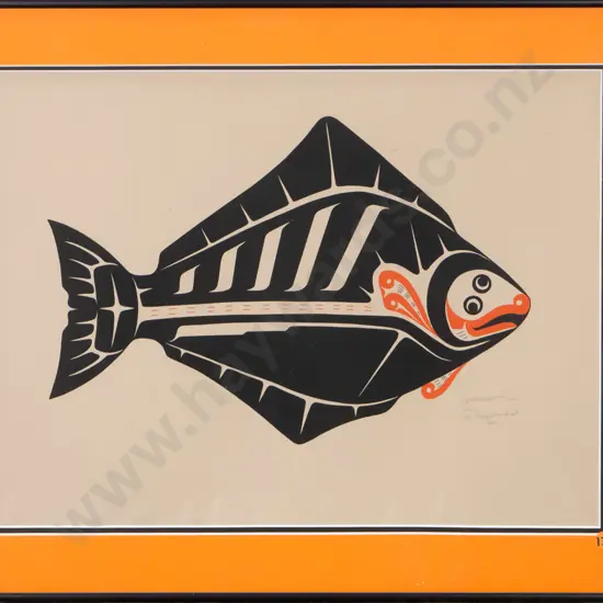 framed fish print H-340 W-460