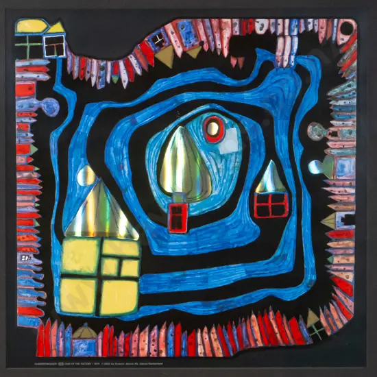 framed Hundertwasser poster print "End of the waters" H-390 W-390