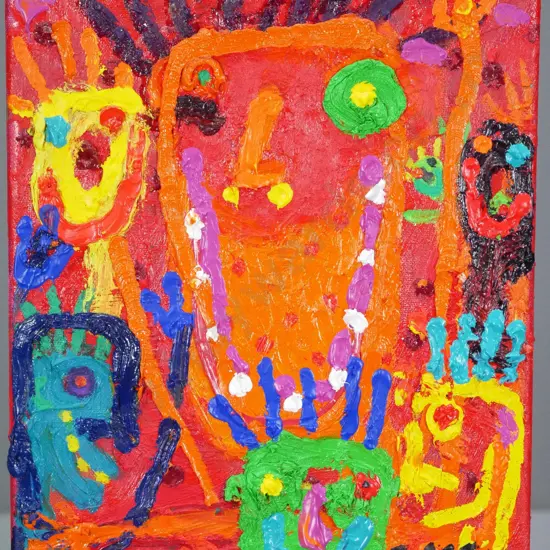 Ewan McDougall '16 - boxed oil on canvas "I see Red" H-300 W-250