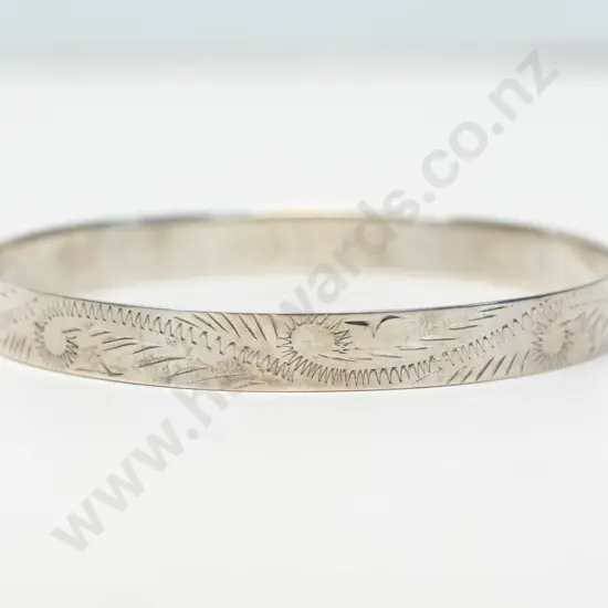 silver etched bangle stamped 925