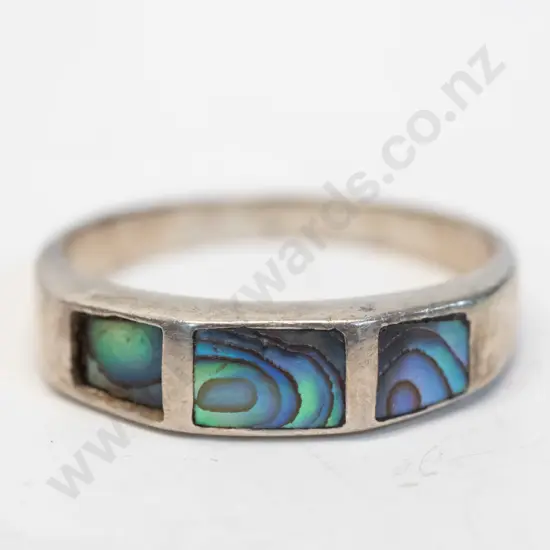 silver paua shell ring stamped 925
