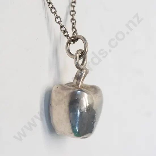 solid silver apple necklace chain stamped 925