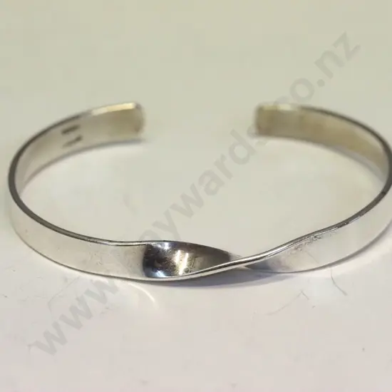 silver cuff bangle stamped Parker sterling