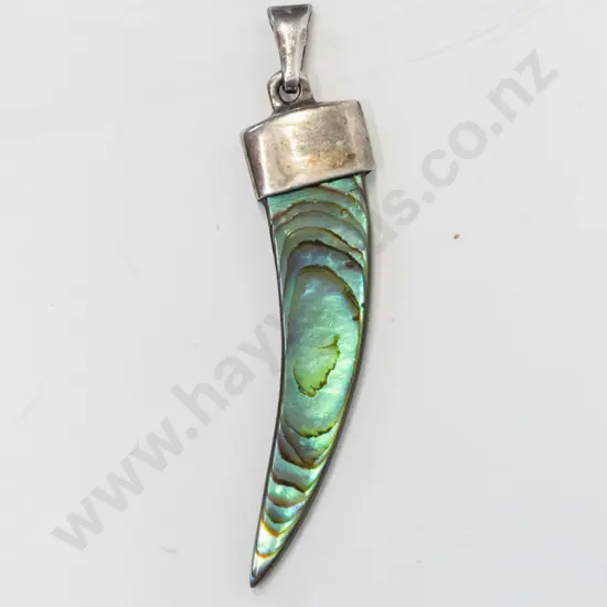 silver paua shell pendant stamped stgsil no chain
