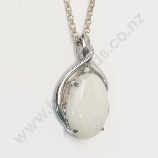 silver opal necklace stamped 925