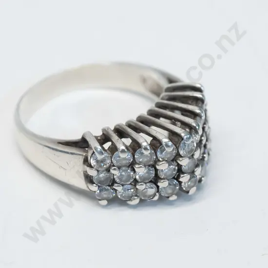 silver cz dress ring stamped 925