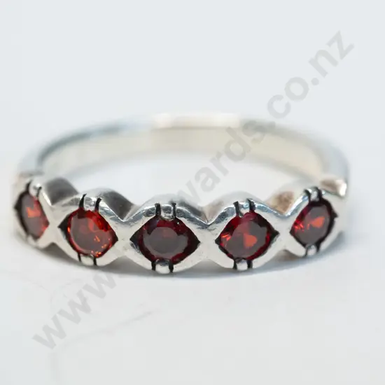silver garnet ring stamped silver