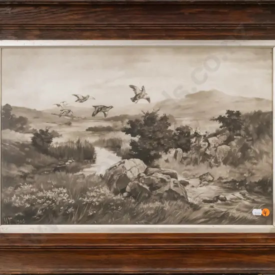 MF 1905 - framed vintage print - duck shooting H-310 W-480