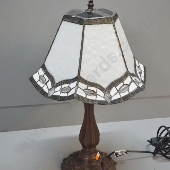 Tiffany style table lamp with cast metal bronze finish base H-540 Shade W360