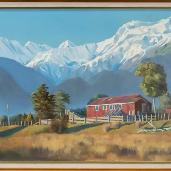 Ian B Lewis '1987 -  framed oil "Mt Ellie de Beaumont" H-520 W-750