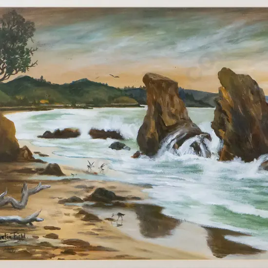 Joy Porterfield - framed acrylic - coastal scene H-430 W-590