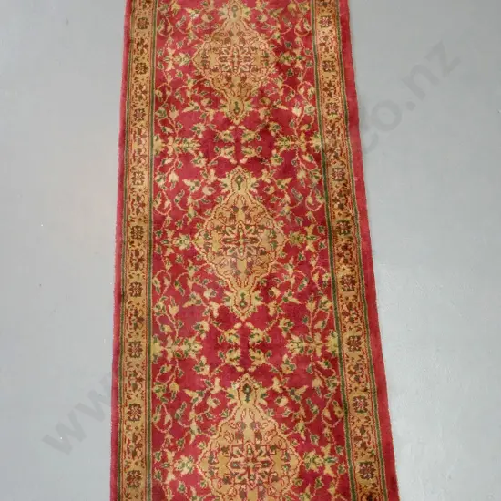 Bangladeshi jute Persian-style floor runner - red, brown and green - L2300 W590