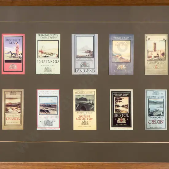framed Ordnance Survey tourist maps England H-400 W-630