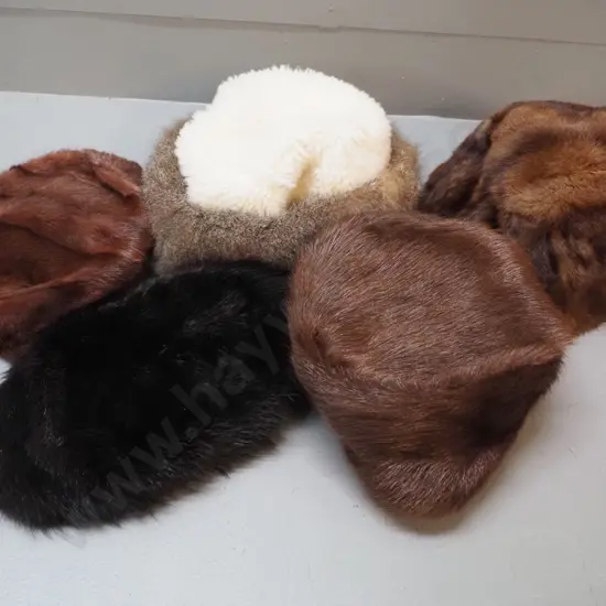 5 lady's hats - 4 fur and one lamb's hide with fur trim