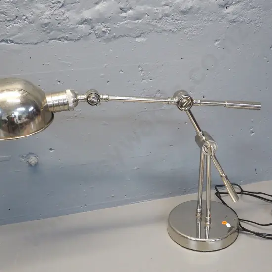 retro chrome-finish adjustable tilt-arm table lamp H-500 W-700 as photographed