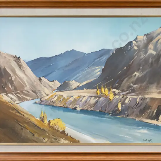 Denis Kent '73 - framed oil "Cromwell Gorge" H-500 W-670
