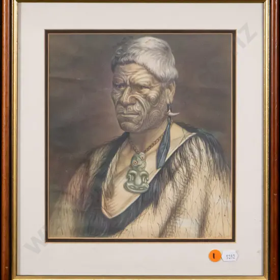 framed Lindauer print - portrait H-225 W-200 (slight wrinkling)