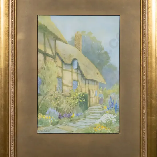 gilt framed print - country cottage H-320 W-220