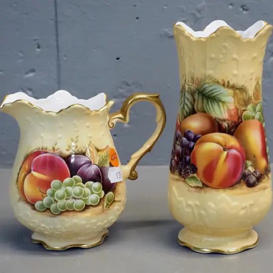 2 Aynsley Orchard Gold items - vase H-160 and jug