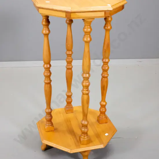rimu tall occasional table with octagonal top, 4 turned supports H-790 W-390 D-390