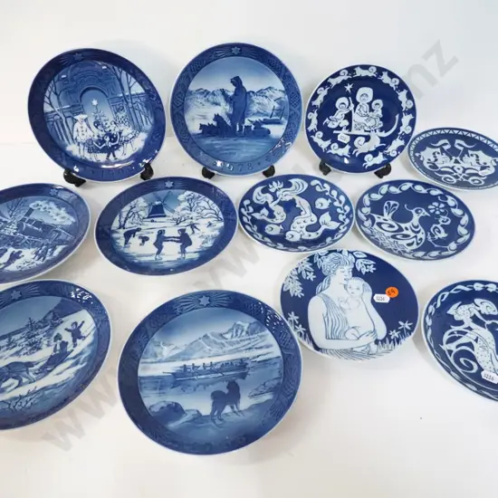 assorted Royal Copenhagen plates - 6 Christmas D-185 & 6 Mother's Day D-150