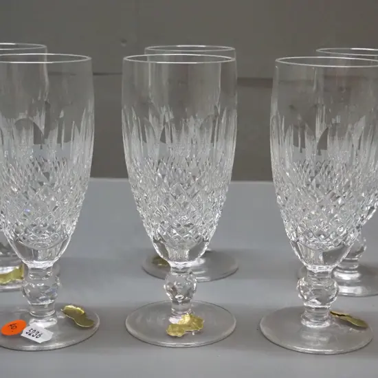 6 Waterford cut crystal Colleen pattern glasses - champagne H-150