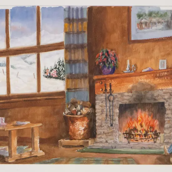 Scott Gray - framed watercolour "Snug" H-320 W-450