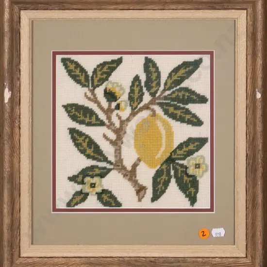 gilt framed needlework - lemon H-215 W-205