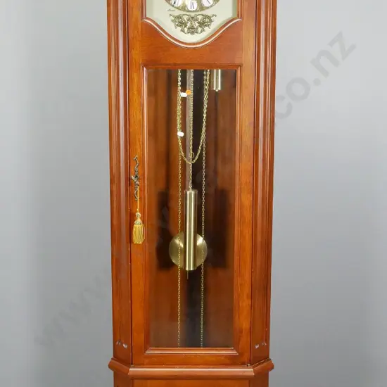 Lauris long-cased corner shaped clock, with pendulum & weights -  going, needs chain setting