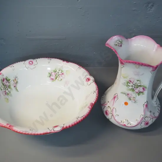 J&G Meakin floral pattern wash basin D-420 and jug H-330