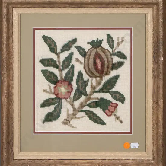gilt framed needlework - flowers H-215 W-205