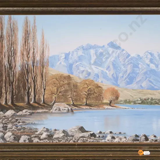 Murray Ayson 1982 - framed oil - The Remarkables, Mid Winter H-340 W-440 (slight damage to frame)