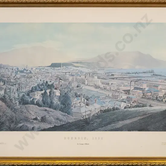 framed historic print - Dunedin 1888 H-340 W-570