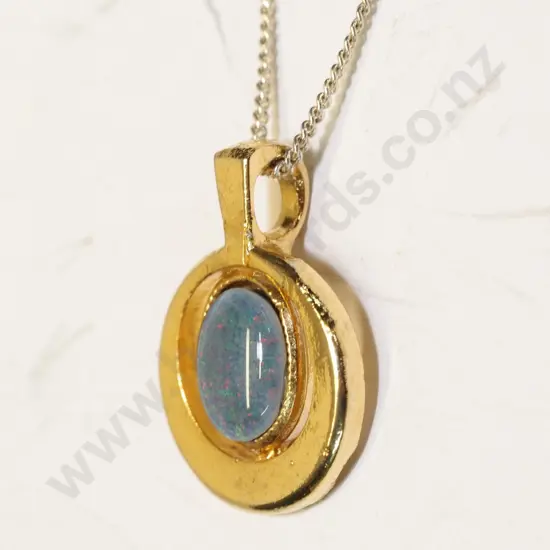 opal pendant chain stamped 925