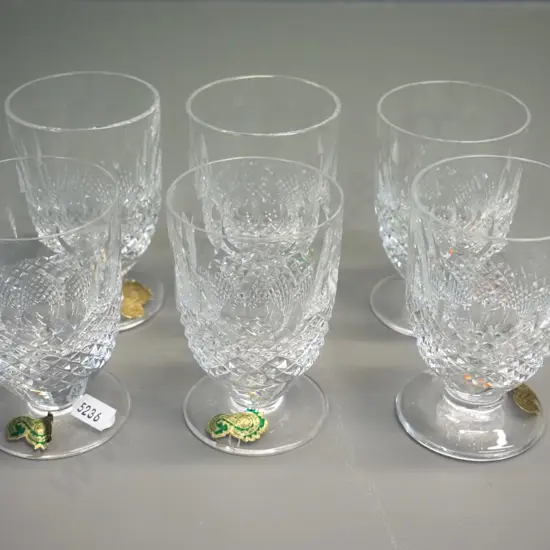 6 Waterford cut crystal Colleen pattern glasses - stemless wines H-90