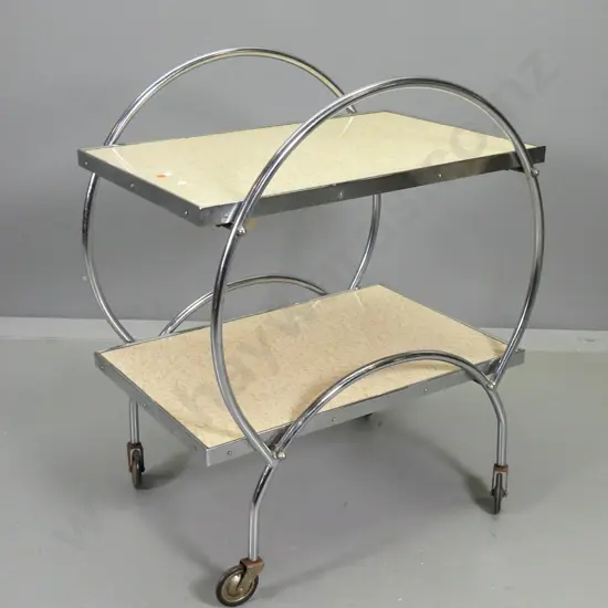 retro chrome and formica hoop side tea wagon some pitting to casters H755 L605 W450