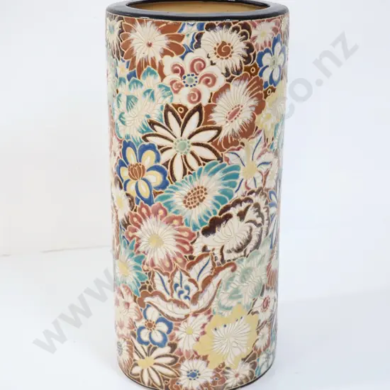 asian ceramic floral motif umbrella stand H-500