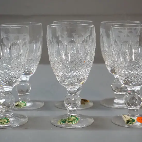 6 Waterford cut crystal Colleen pattern glasses - sherry or small wine H-105