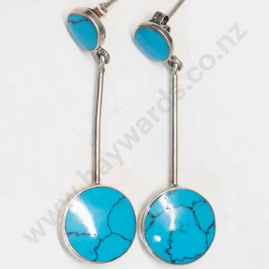 silver turquoise earrings stamped 925