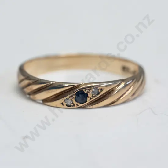 small sapphire ring stamped 375