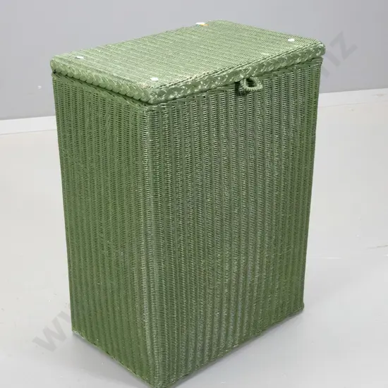 Lusty Lloyd Loom style laundry hamper, painted dark green H-600 W-420 D-300