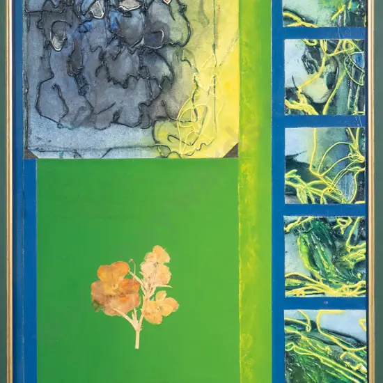 Jeannie Brown? - framed mixed media "Memories" H-580 W-360