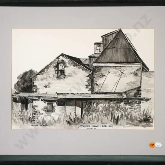 Verona McGregor - framed watercolour "McGavins Brewery, Dunedin H-260 W-370