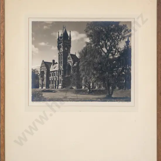 framed George Chance black and white photograph - Otago Boys High School H-210 W-250 (foxing to mat)